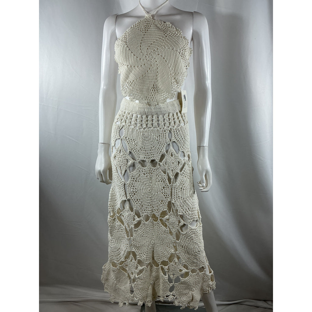 Akoia Swim 'Libre' White Cotton Skirt Set Size S