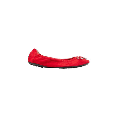 Tod's Embellished Red Ballet Shoes Size EU 36 / US 6