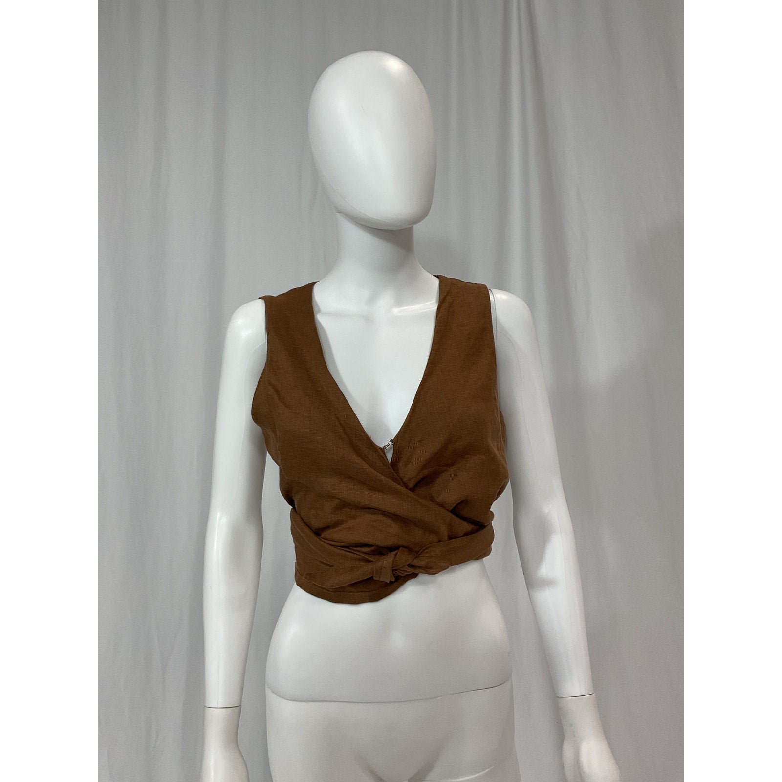 Faithfull The Brand 'Desitha' Brown Linen Top Size S