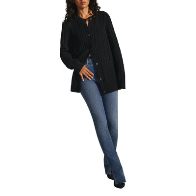 Favorite Daughter Cable Knit Black Oversized Cardigan Sweater Size S