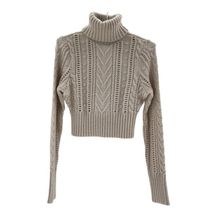 Rag And Bone Cable Knit Beige Elizabeth Turtleneck Sweater Size S