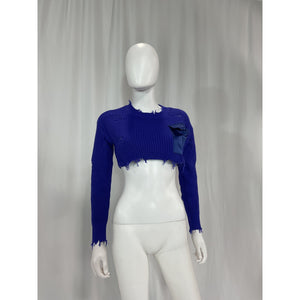 Retrofête 'Cropped' Blue Devin Sweater Size XXS