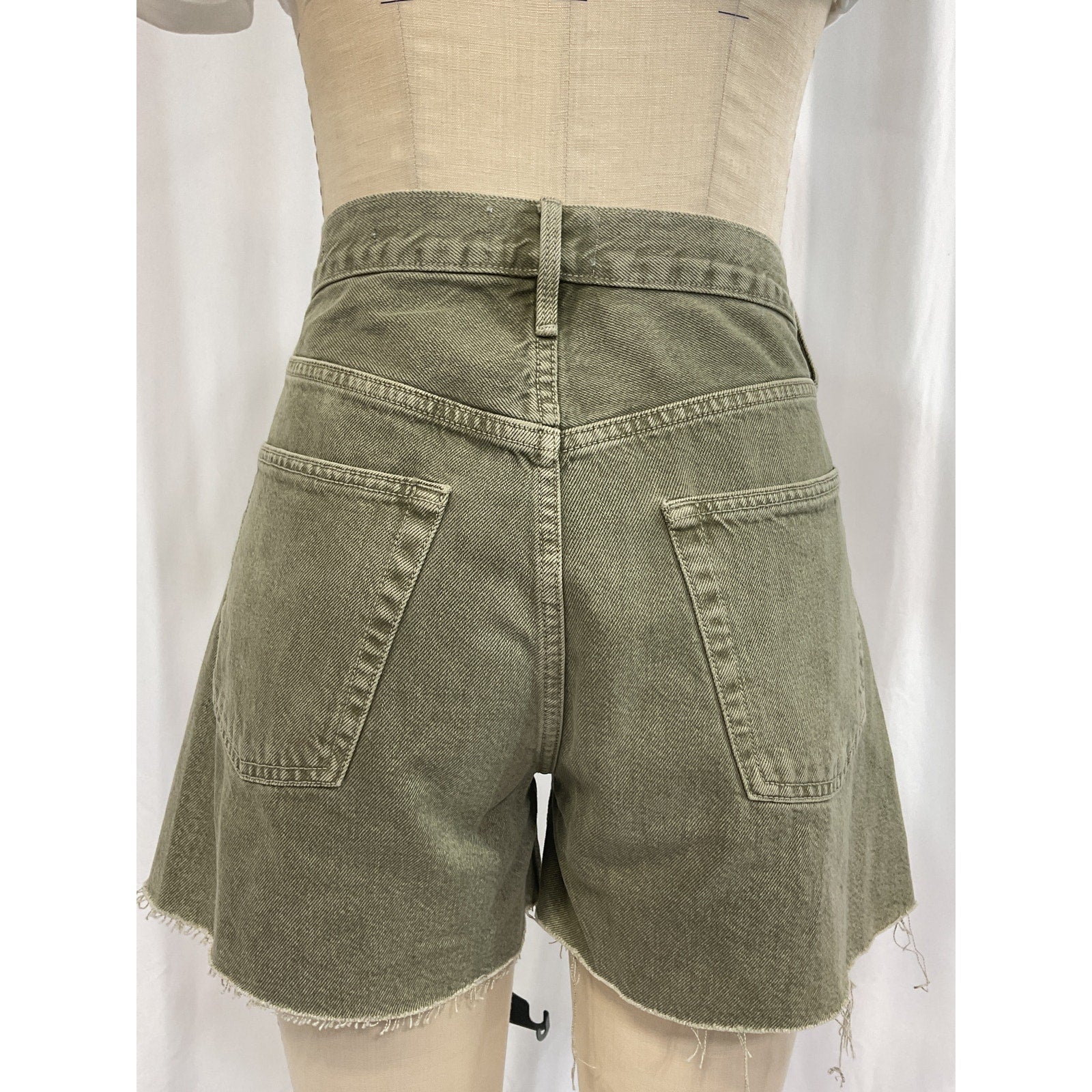 Frame 'Le' Green Super High Waist Denim Shorts Size 27