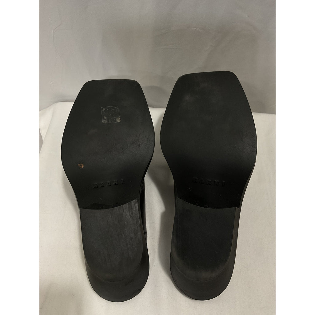 Marni 'Sabot' Black Leather Square Toe Clog Size 9
