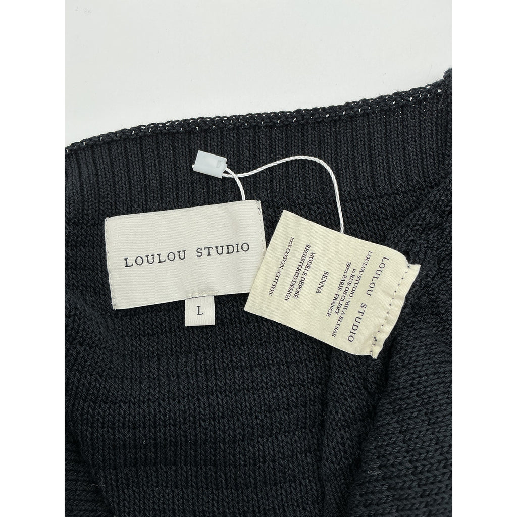 Loulou Studio 'Senna' Black Cotton Tank Top Size L
