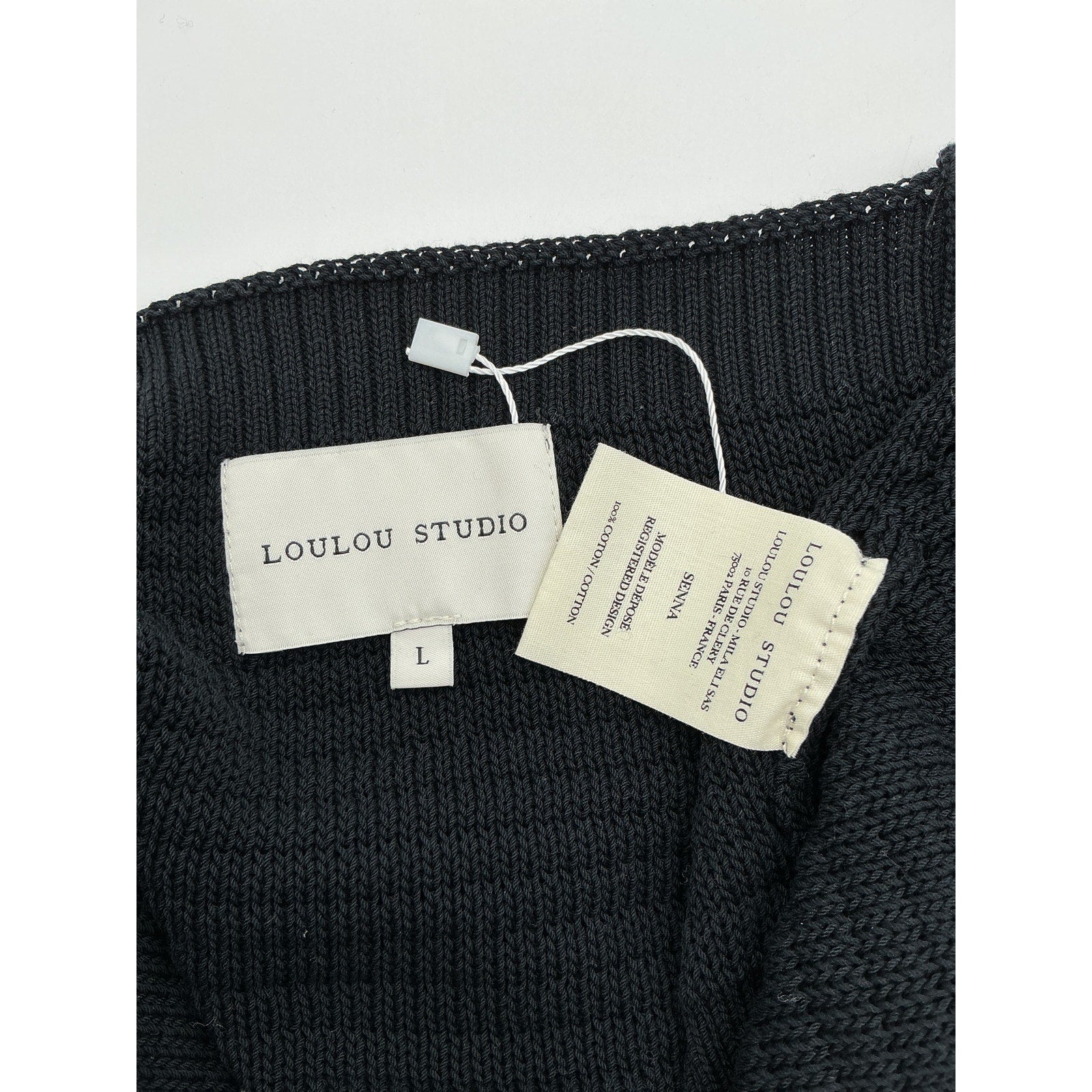 Loulou Studio 'Senna' Black Cotton Tank Top Size L