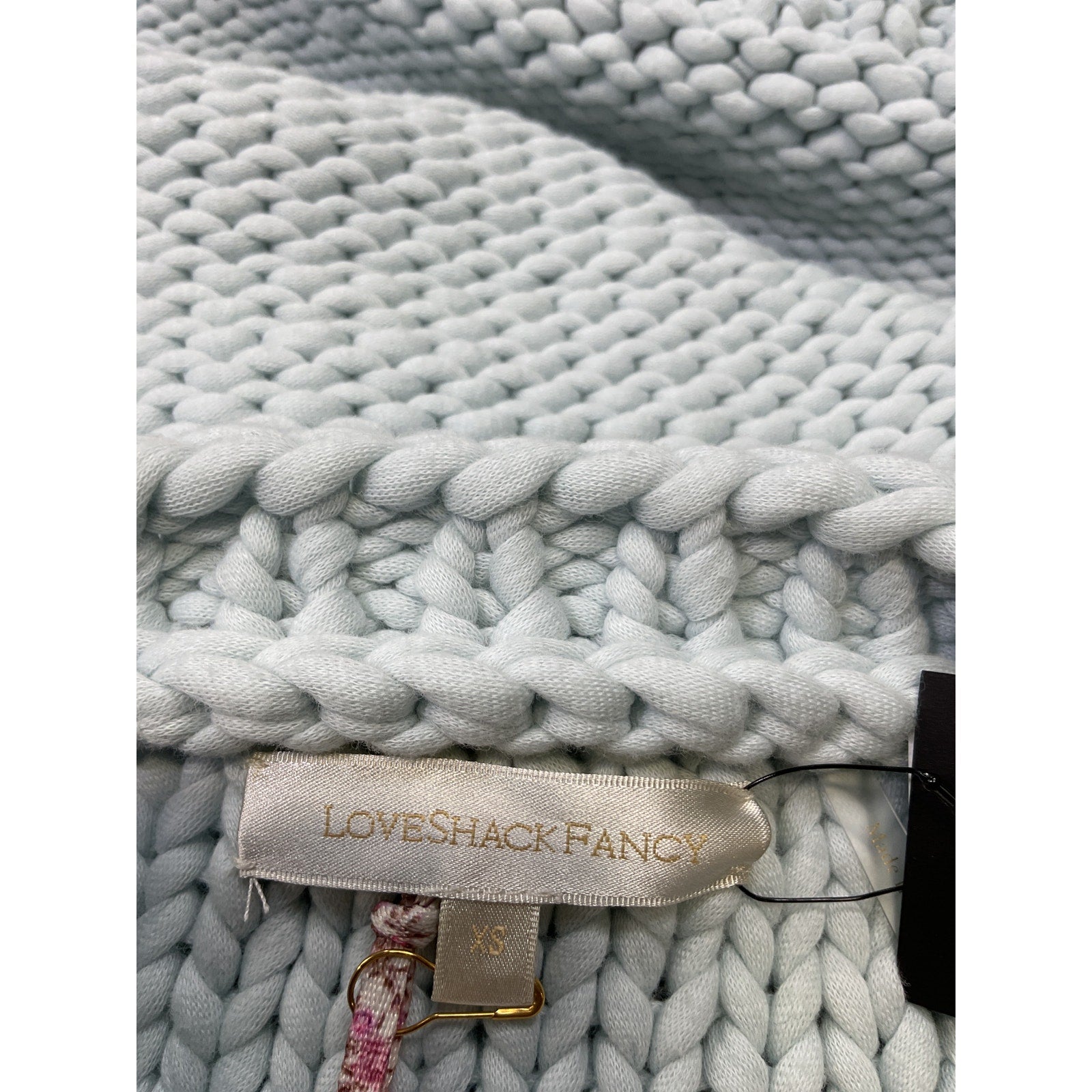 Loveshackfancy 'Isaiah' White Cotton Oversized Color-Block Cotton-Blend Sweater Size XS