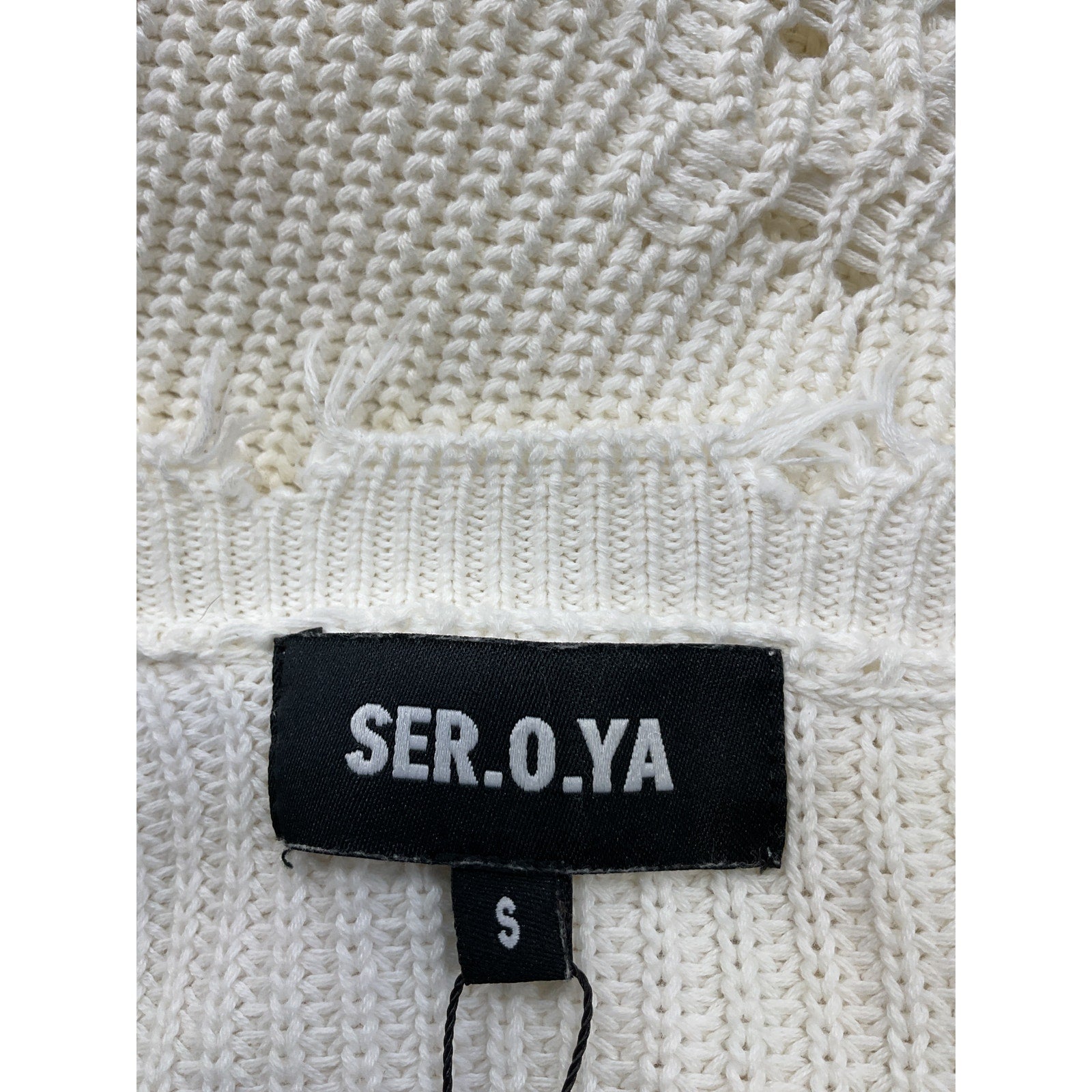 Ser.O.Ya Cropped White Cotton Devin Sweater Size S