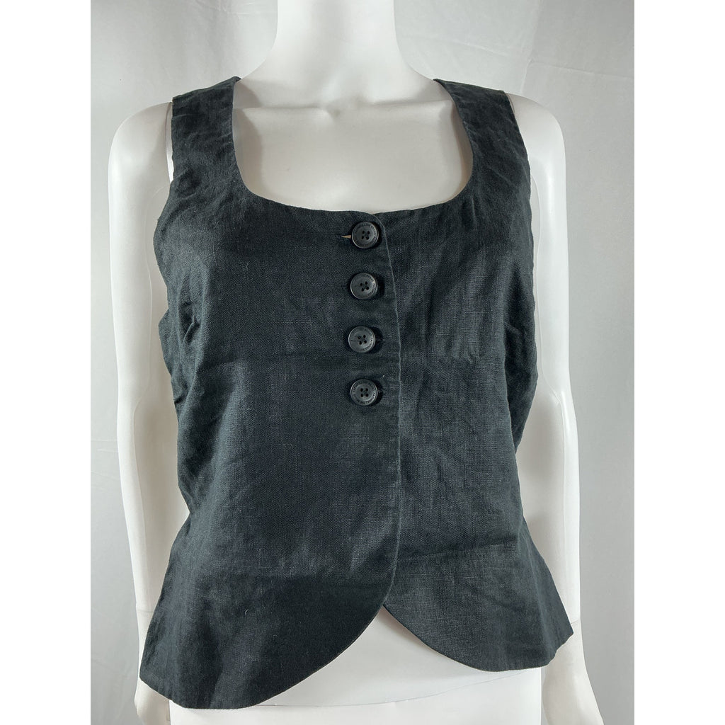 Faithfull The Brand 'Stanze' Black Linen Vest Size 6