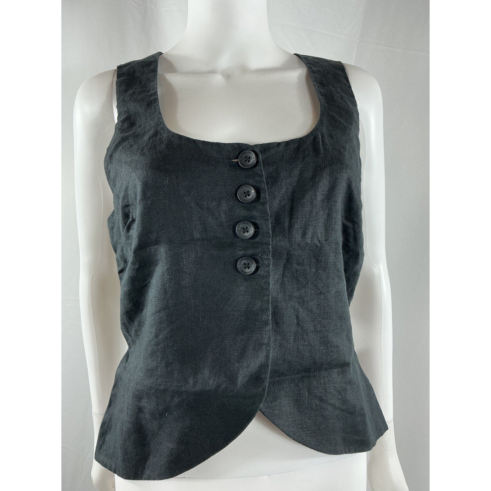 Faithfull The Brand 'Stanze' Black Linen Vest Size 6