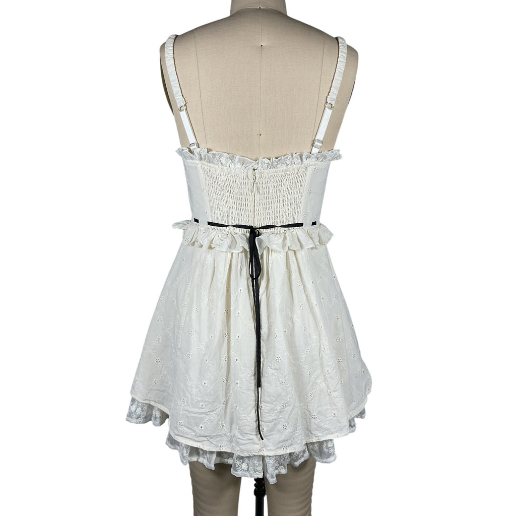 For Love & Lemons 'Sora' White Cotton Mini Dress Size S