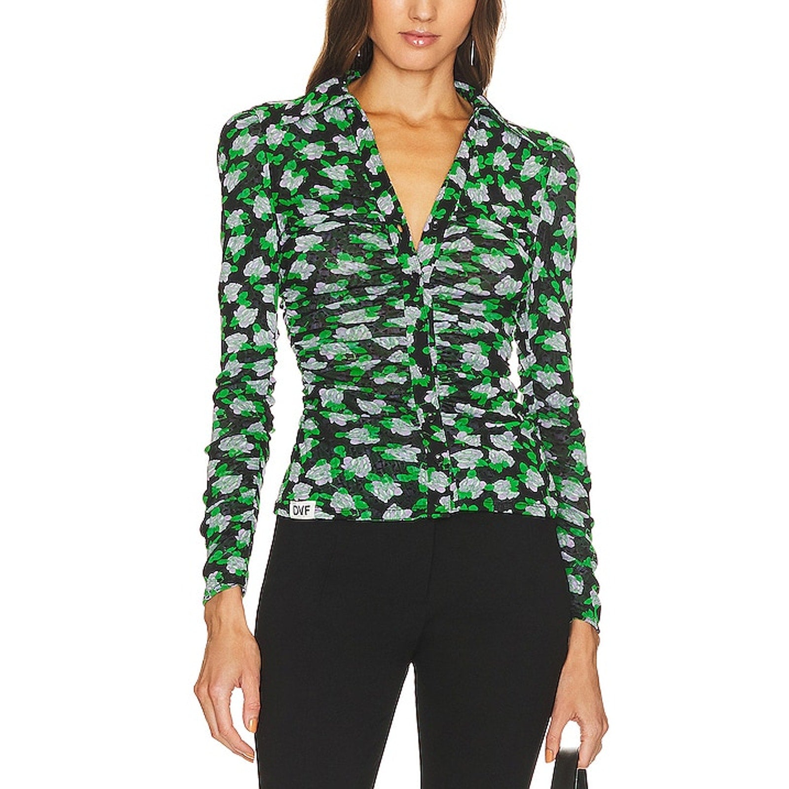 Diane Von Furstenberg 'Nathaniel' Green Reversible Top Size M