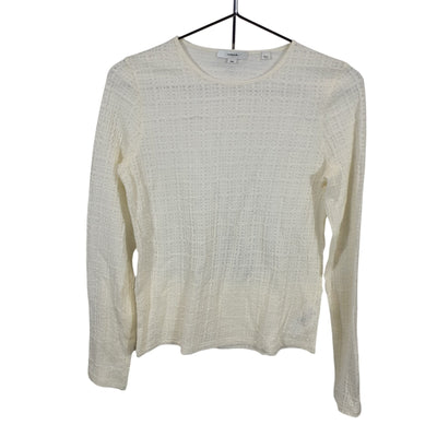 Vince Textured Lace Plaid Jacquard Wool Long Sleeve Size M Top