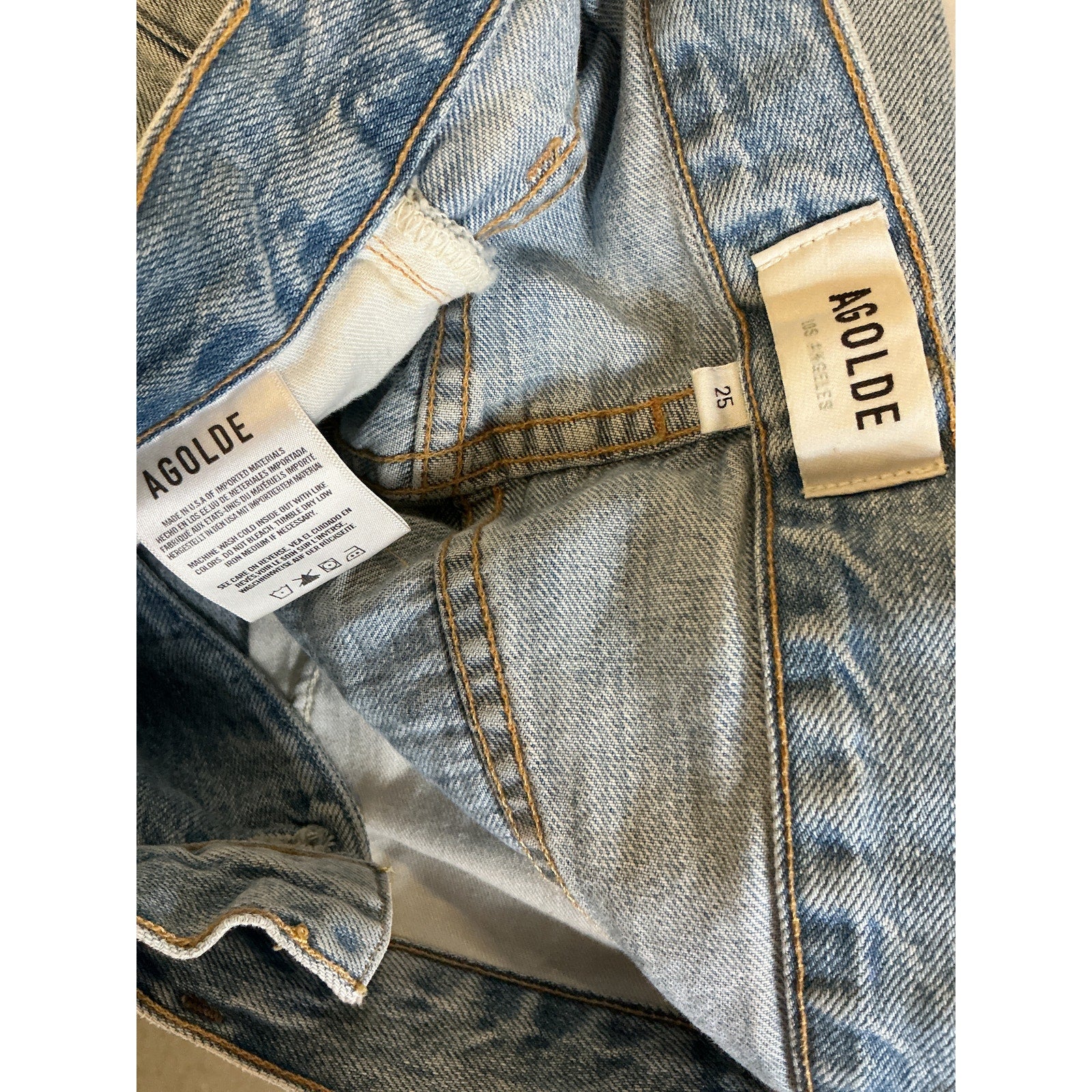 Agolde Criss Cross Blue Cotton Upsized Jean Size 25