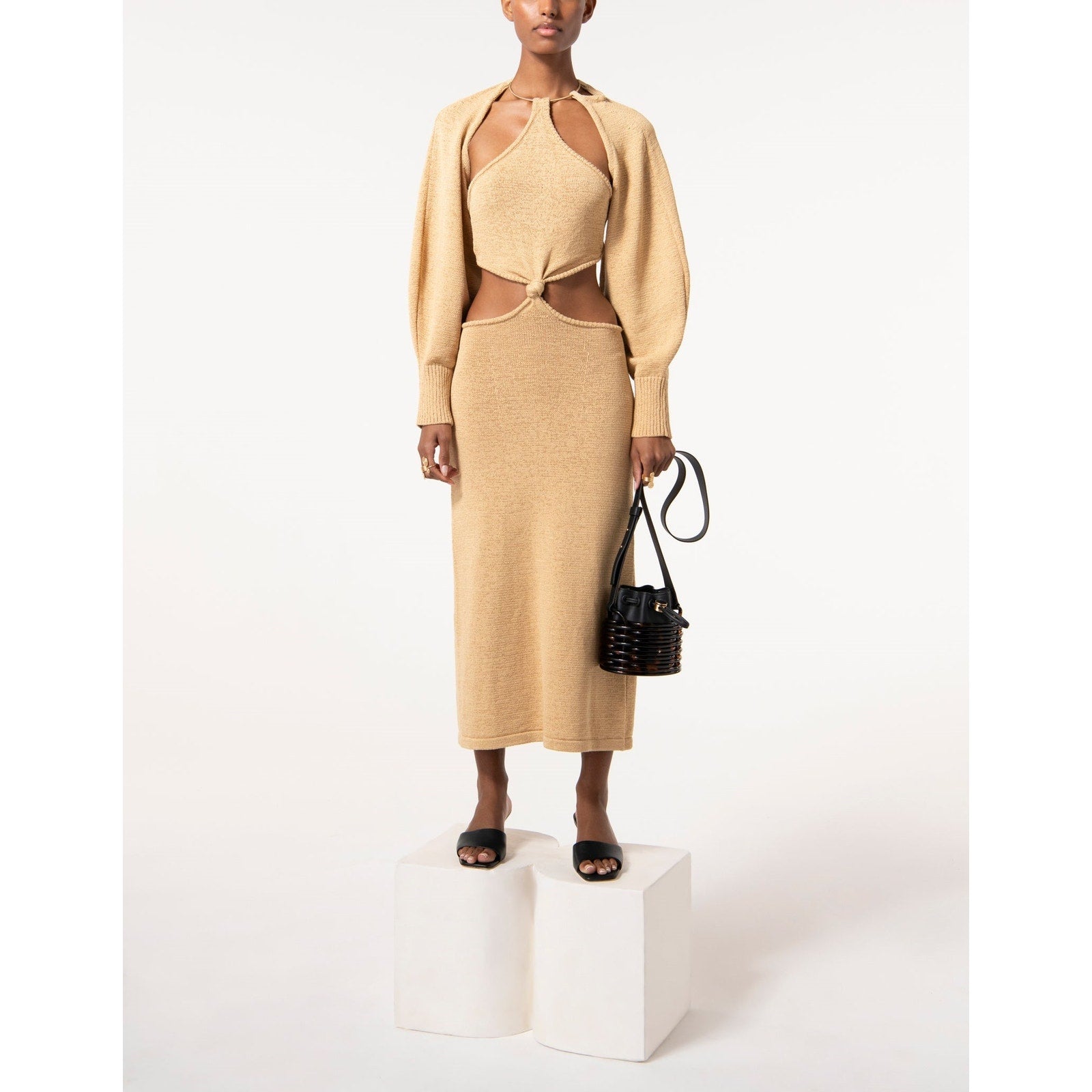 Cult Gaia 'Salima' Tan Cotton Knit Dress Size S