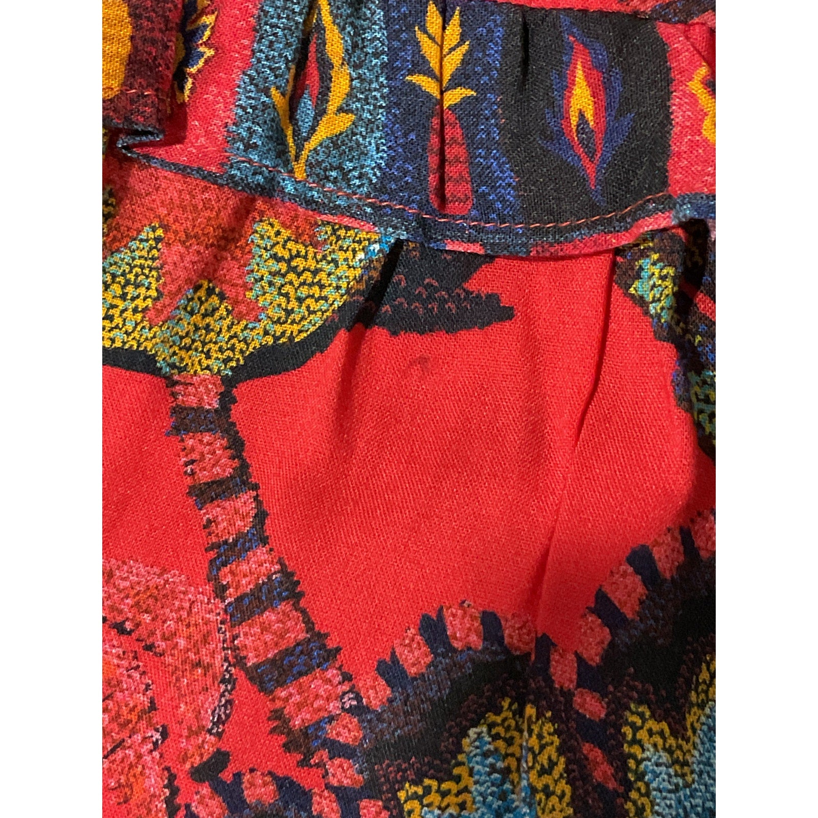 Farm Rio 'Tiered' Red Viscose Wrap Maxi Skirt Size XS