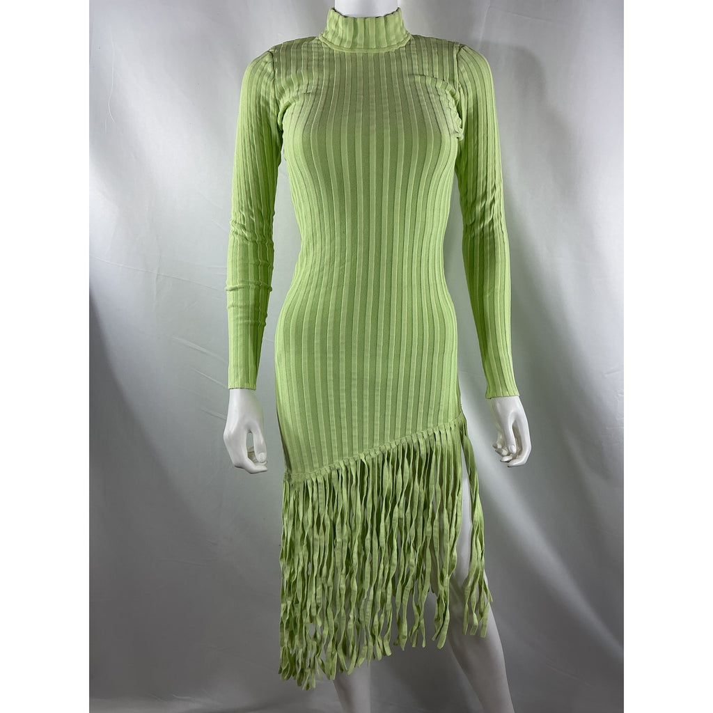 Ronny Kobo 'Adkins' Green Viscose Knit Midi Dress Size S