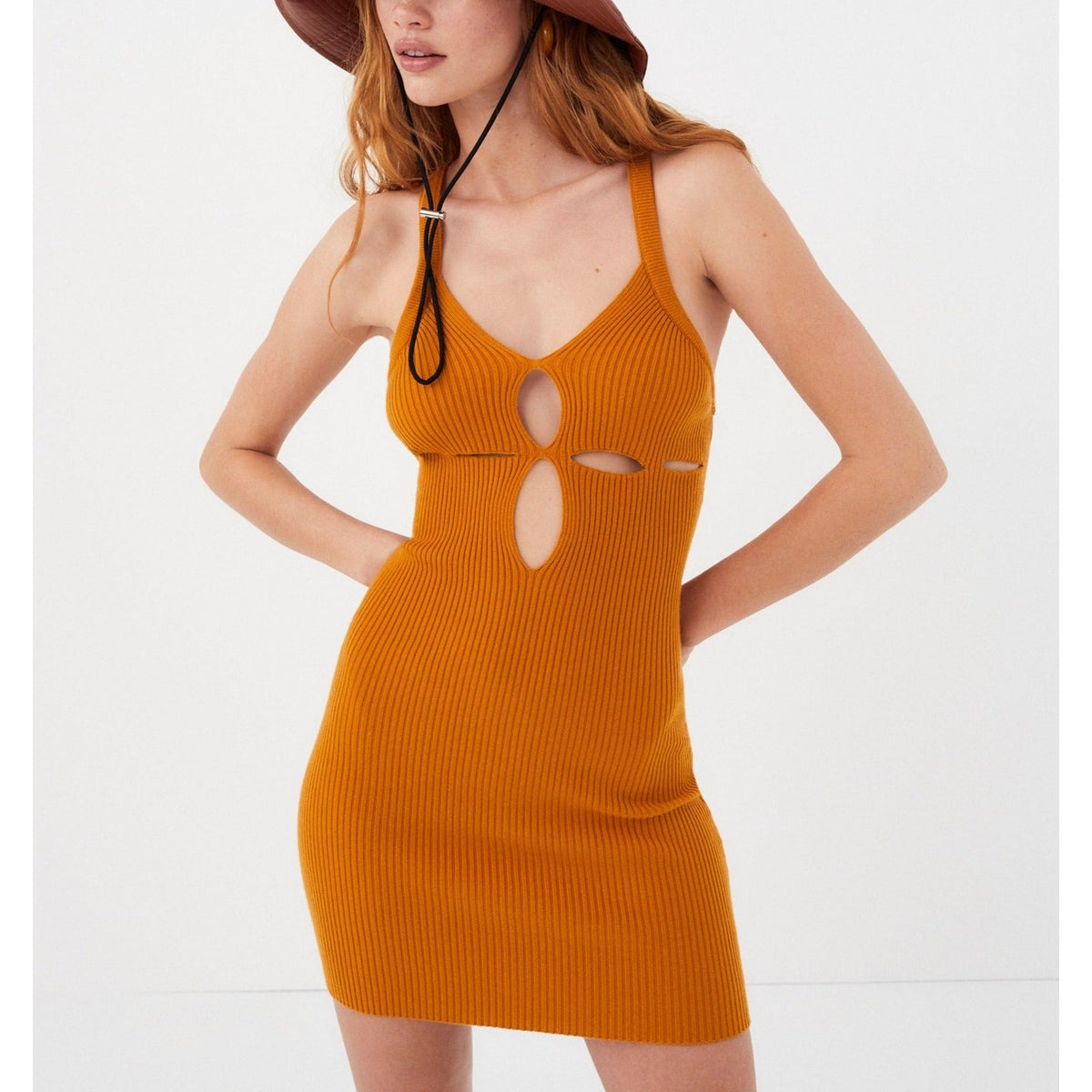 For Love & Lemons 'Maggie' Orange Sleeveless Solid Pattern Mini Dress Size S - NWT