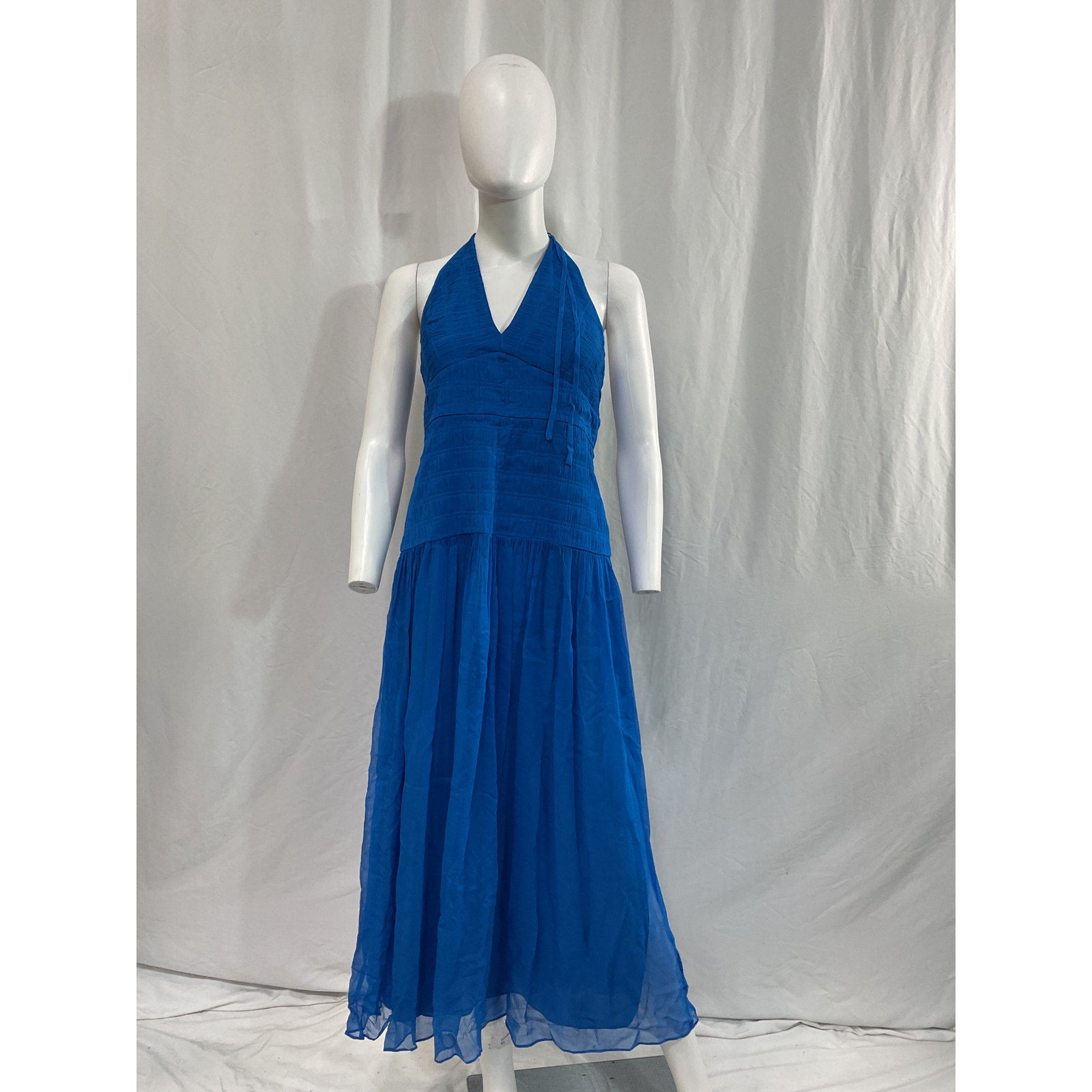 Shona Joy 'Leilani' Blue Halter Tie Maxi Dress Size 6