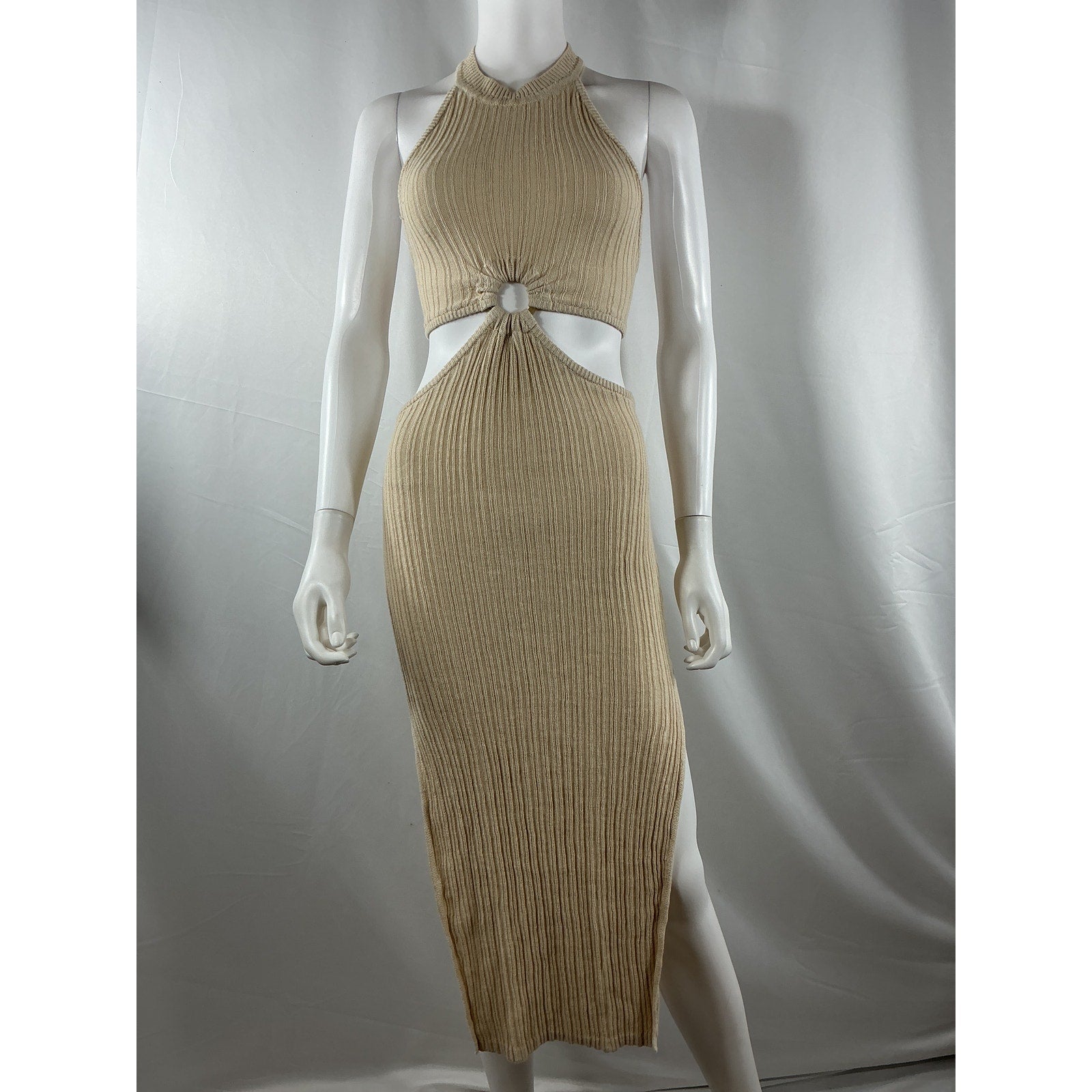 L'Academie 'Magnolia' Tan Linen Midi Dress Size S