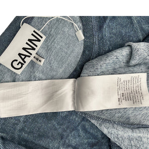 Ganni Sheer Blue Printed Mesh Top Size 34 EU / US 2