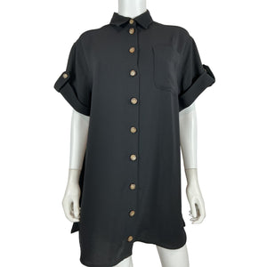 Sézane Button Front Black Ana Shirtdress Size 34