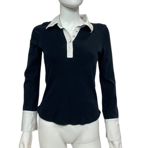 Cinq à Sept Contrast Navy And White Jaden Top Size S