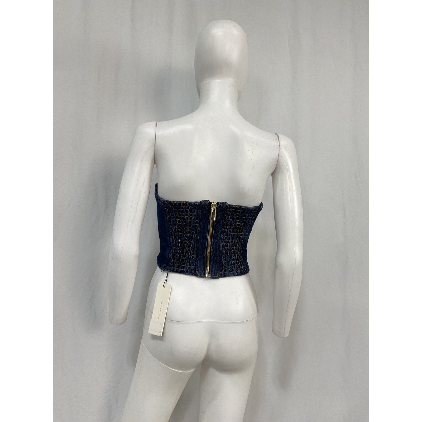 Magda Butrym Navy Cropped Denim Camisole Size 34 - NWT