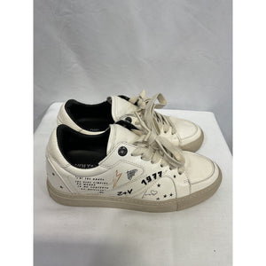 Zadig & Voltaire 'Board Crush Serigraphy' White Lace Up Sneakers Size 7