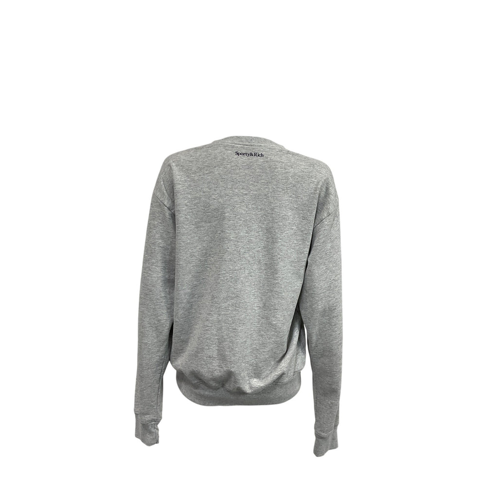 Sporty & Rich 'Crest' Grey Cotton Crewneck Sweatshirt Size XS