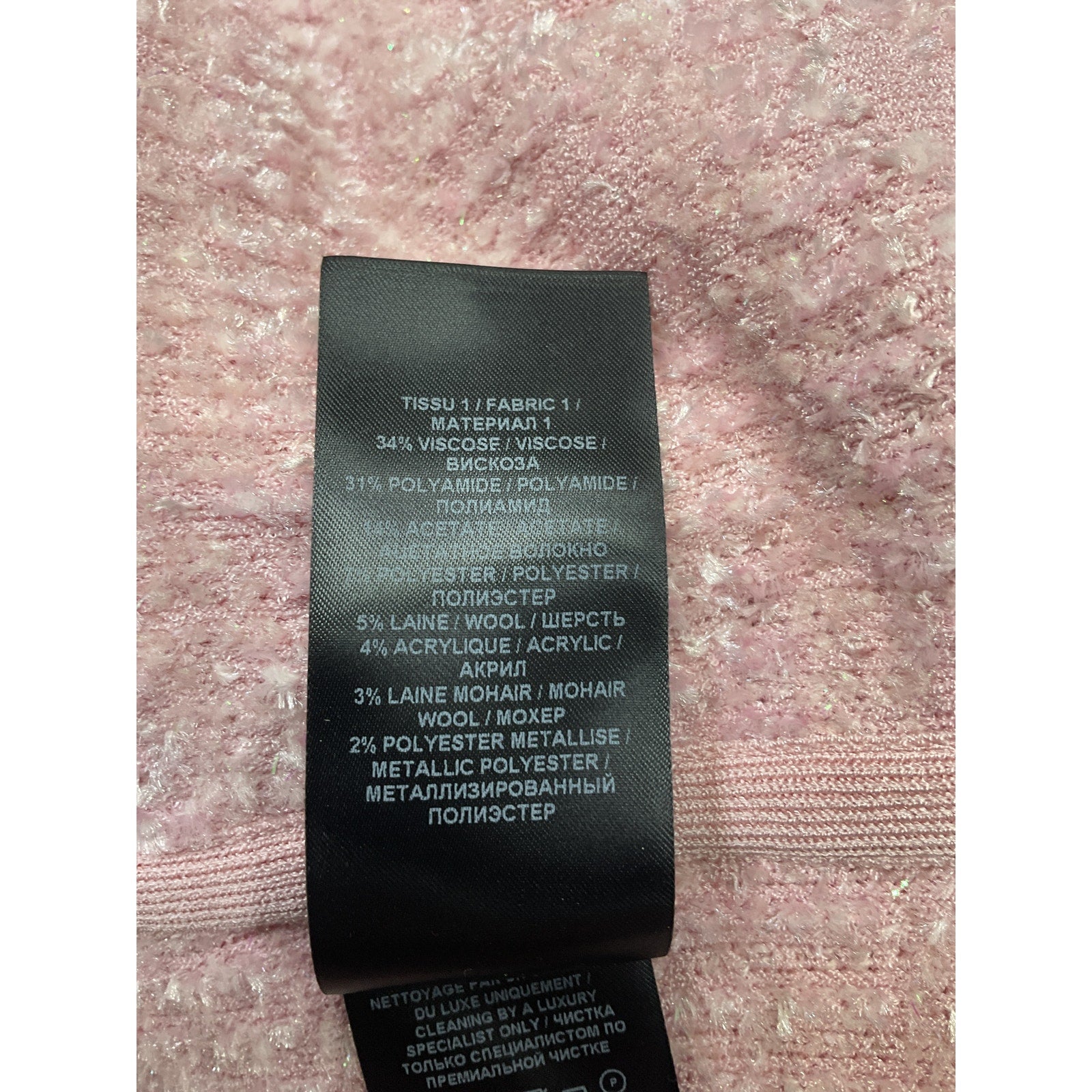 Balmain Fringed Pink Bouclé-Tweed Jacket Size 2