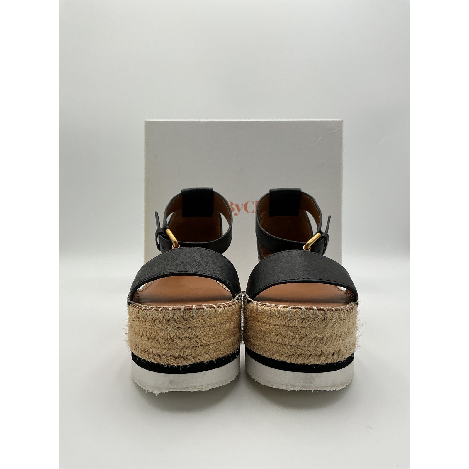 See By Chloe 'Glyn' Black Platform Espadrilles Sandal Size 8