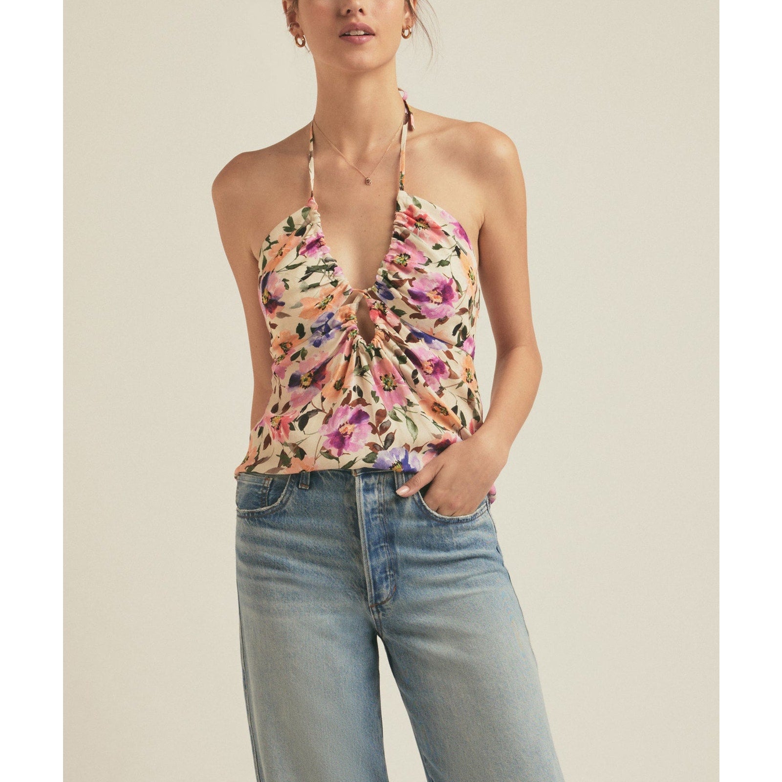 Favorite Daughter 'The Slow Dancing' Pink Halter Top Size M - NWT