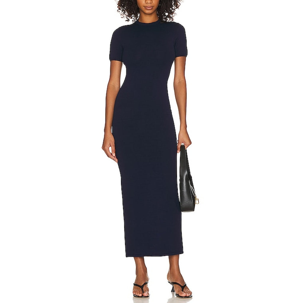 Grlfrnd 'Florrie' Navy Viscose Knit Maxi Dress Size M