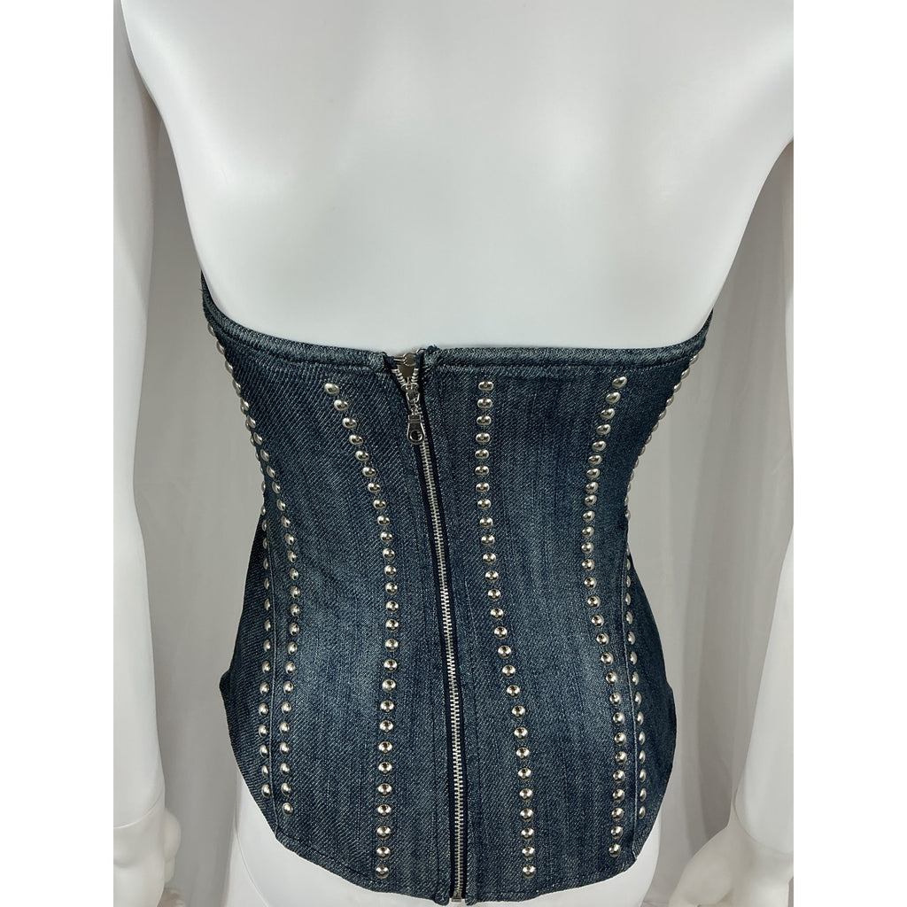 Miaou 'Libra' Blue Cotton Corset Top Size XS