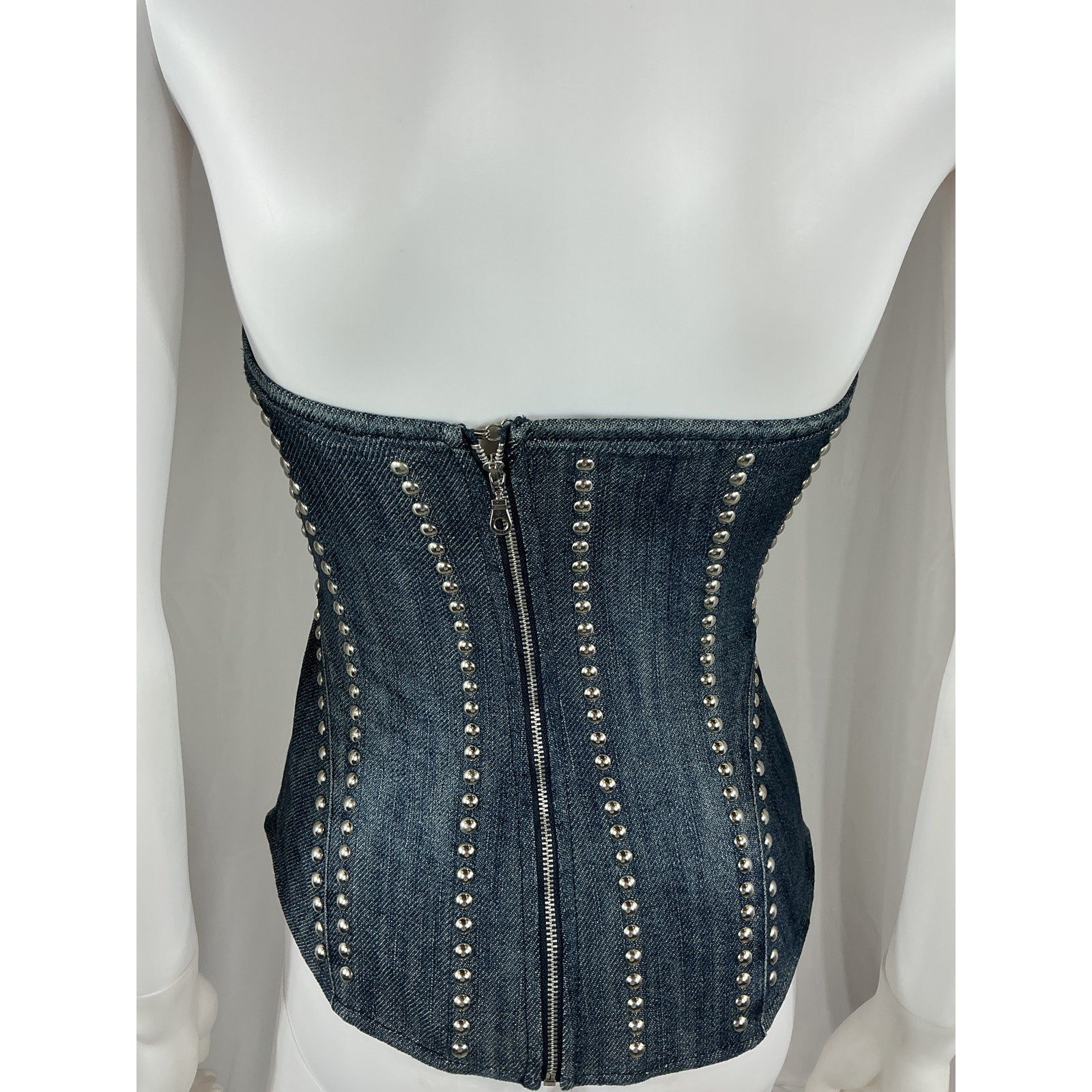 Miaou 'Libra' Blue Cotton Corset Top Size XS
