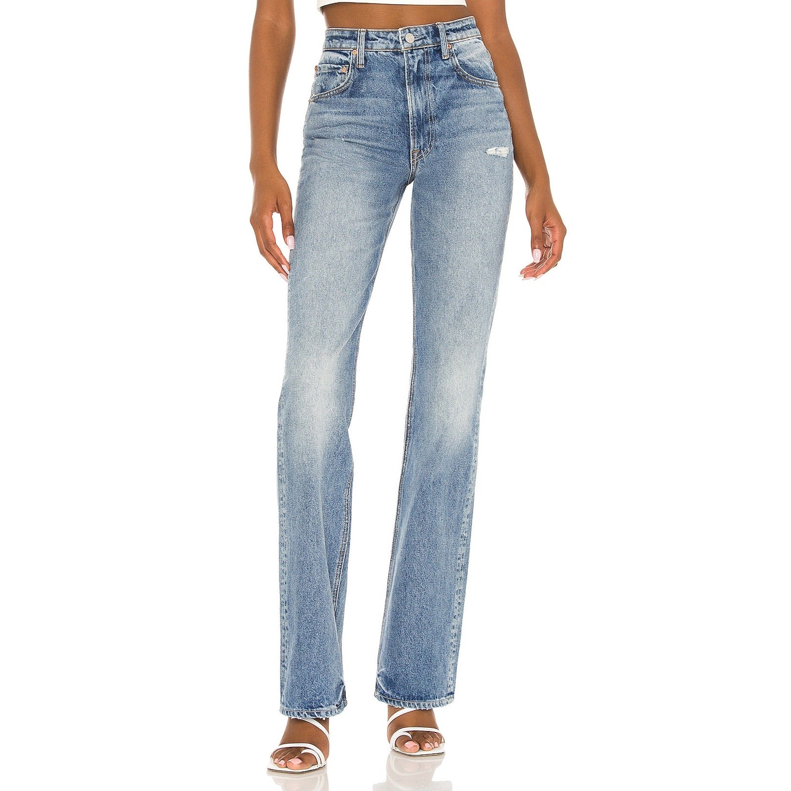 Grlfrnd 'Melanie' Blue Cotton High Rise Boot Cut Jean Size 26