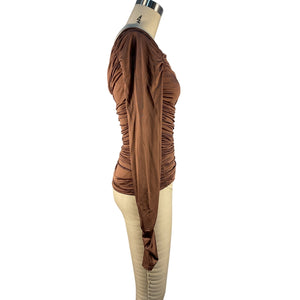 Helmut Lang Ruched Rust Off Shoulder Top Size S