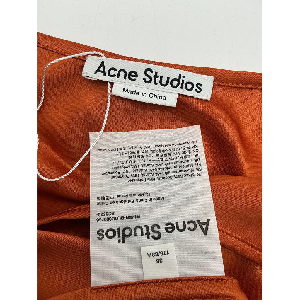 Acne Studios Satin Orange Sleeveless Top Size 38
