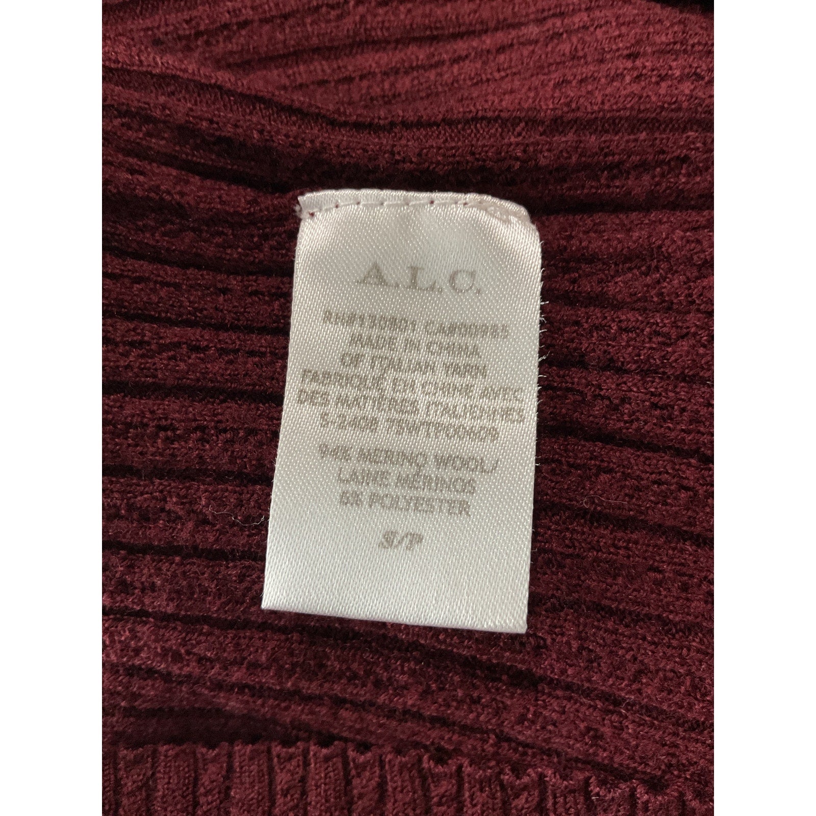 A.L.C. 'Jett' Red Merino Wool Top Size S