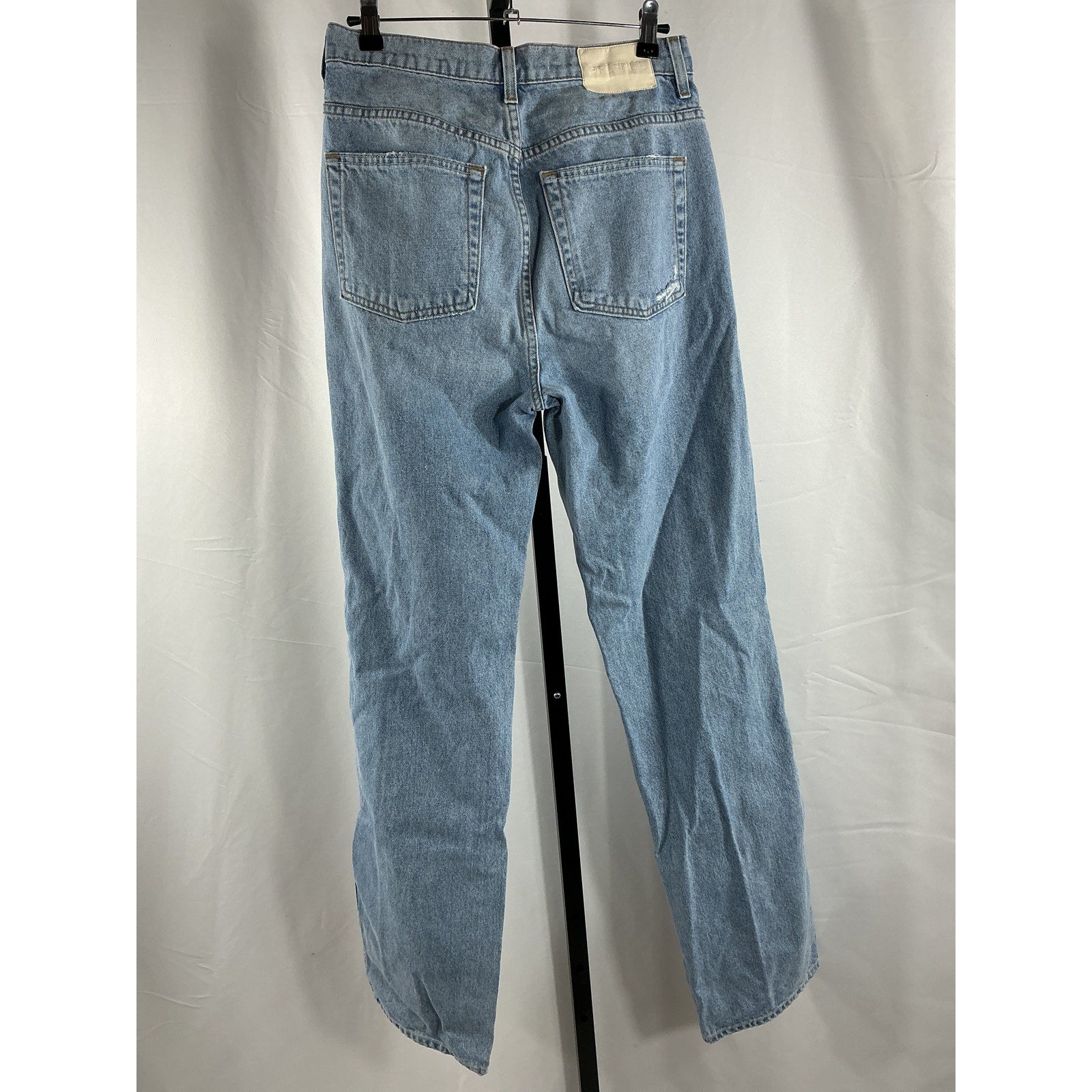Grlfrnd 'Sara' Blue Cotton Super High Rise Slim Straight Jean Size 26