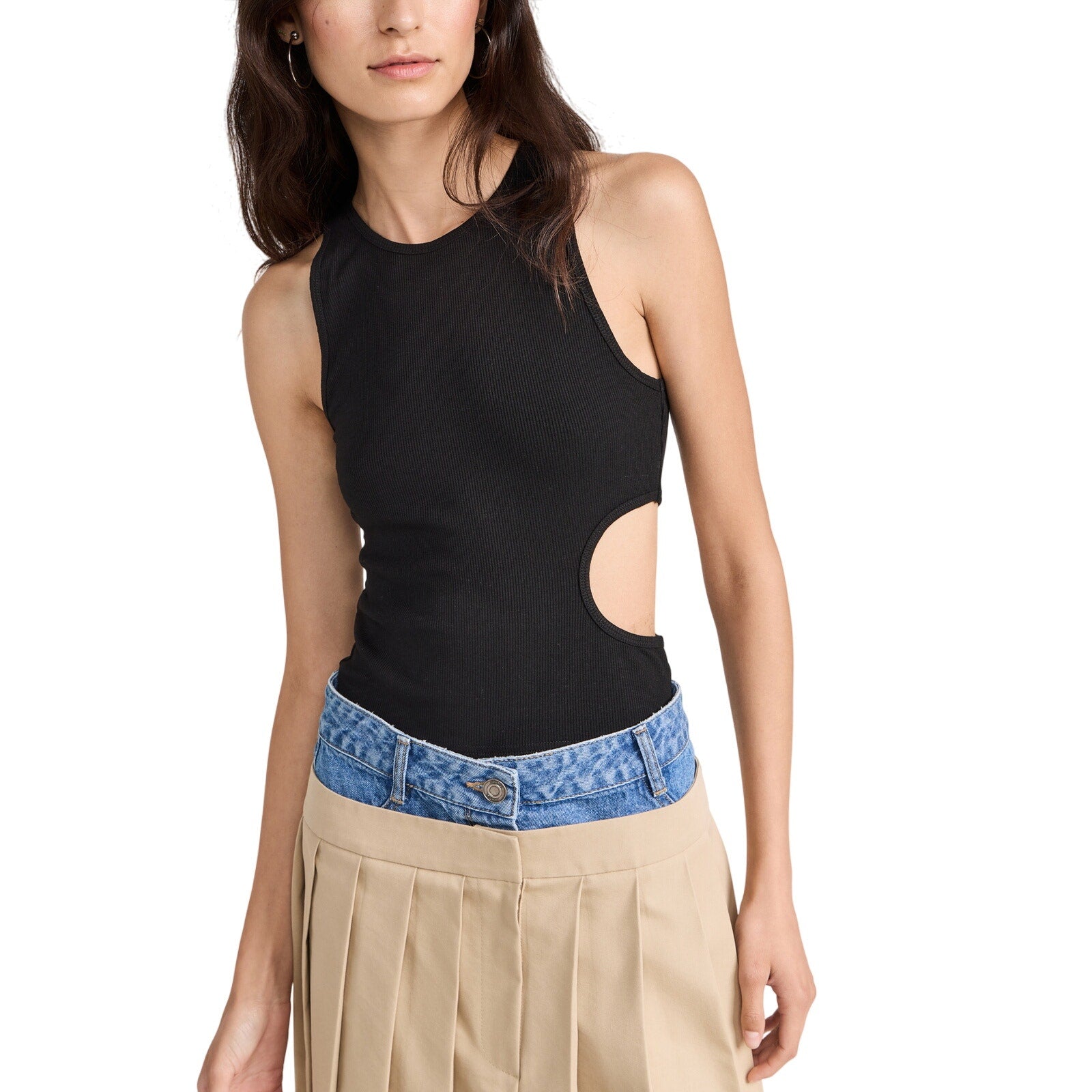 Sandy Liang 'Slight' Black Rayon Tank Top Size S