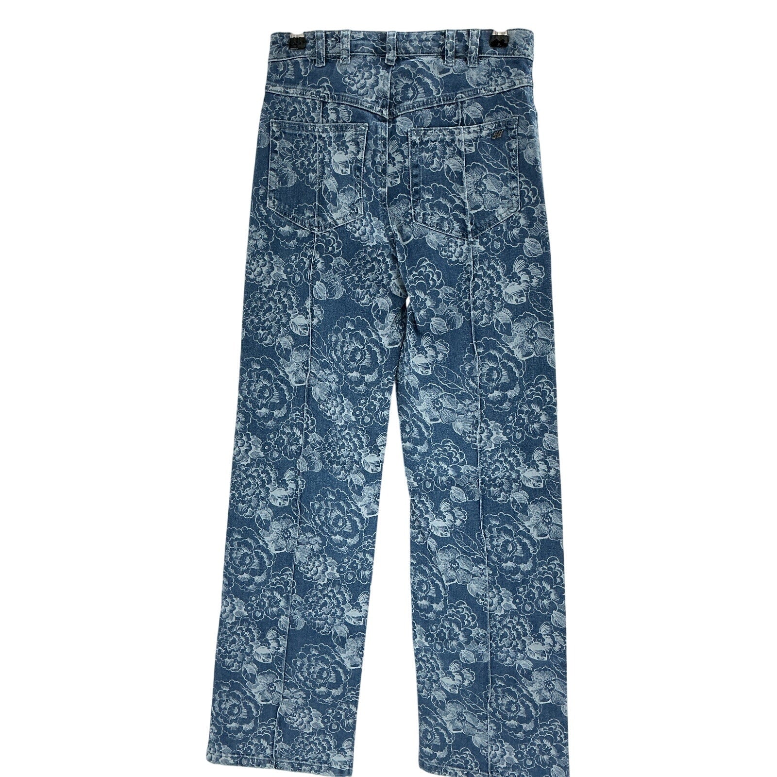Cinq A Sept 'Sketchbook' Blue Cotton Floral Vivian High Rise Jeans Size 0