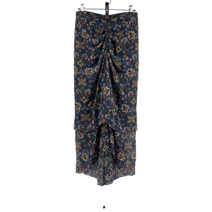 Veronica Beard Ruched Silk Blue Stone Multi Sira Size 8 Skirt
