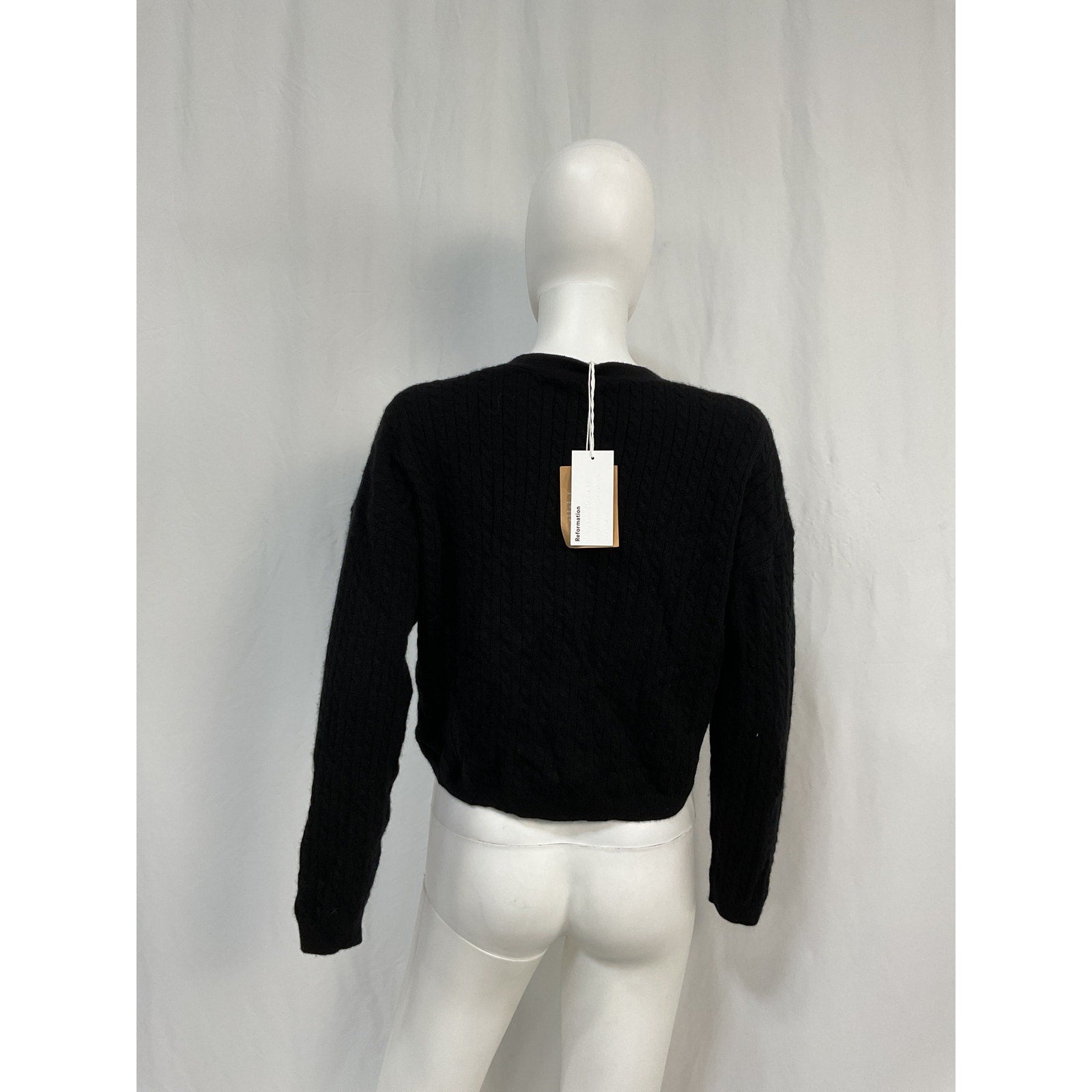Reformation 'Giusta' Black Cashmere Cropped Cardigan Size XS - NWT