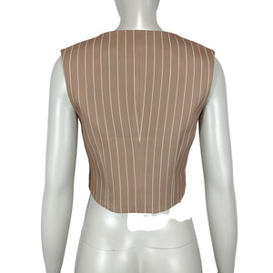 Retrofête Pinstriped Oak Eggshell Angelina Vest Size S NWT