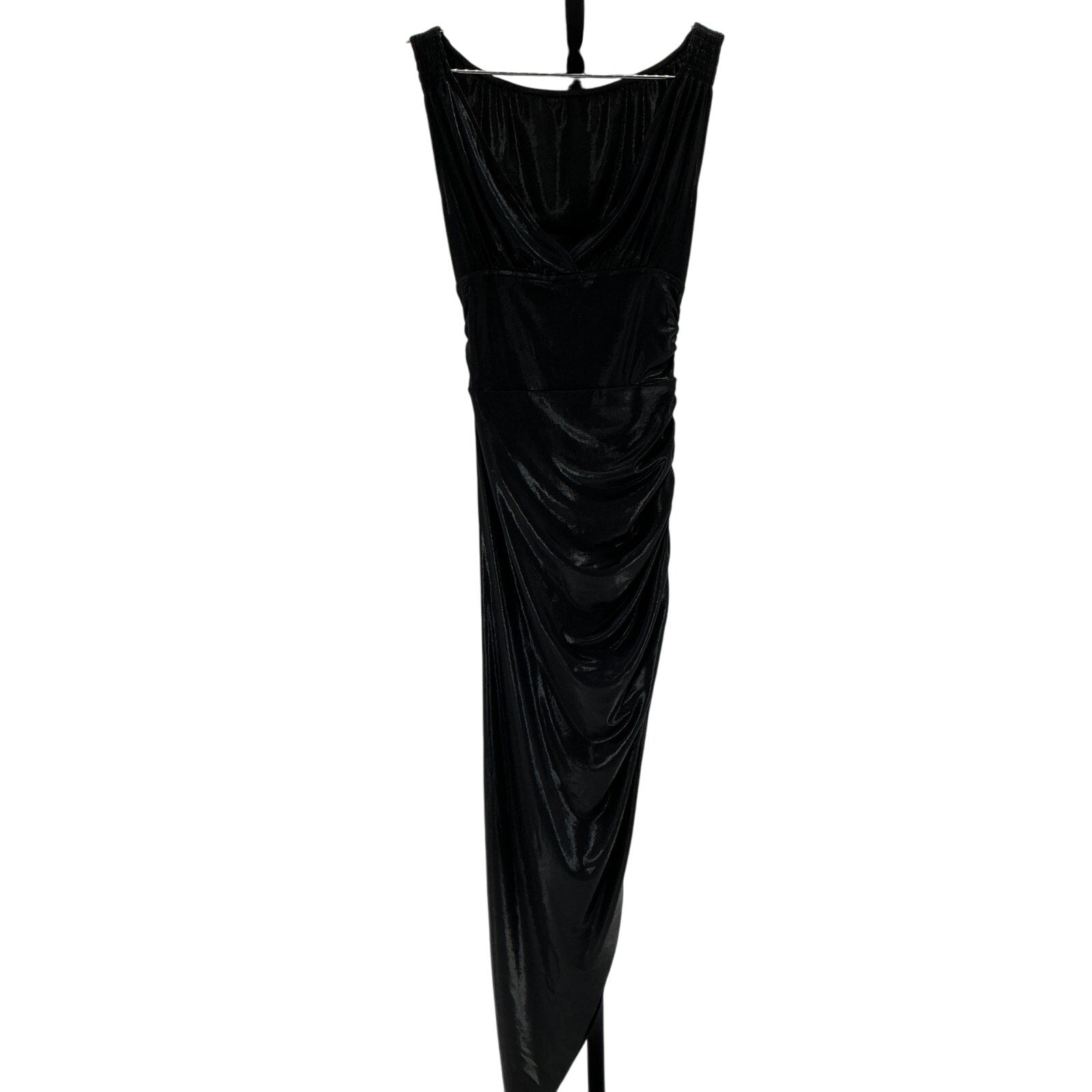 Norma Kamali 'Tara' Black Polyester Side Drape Gown Size XS