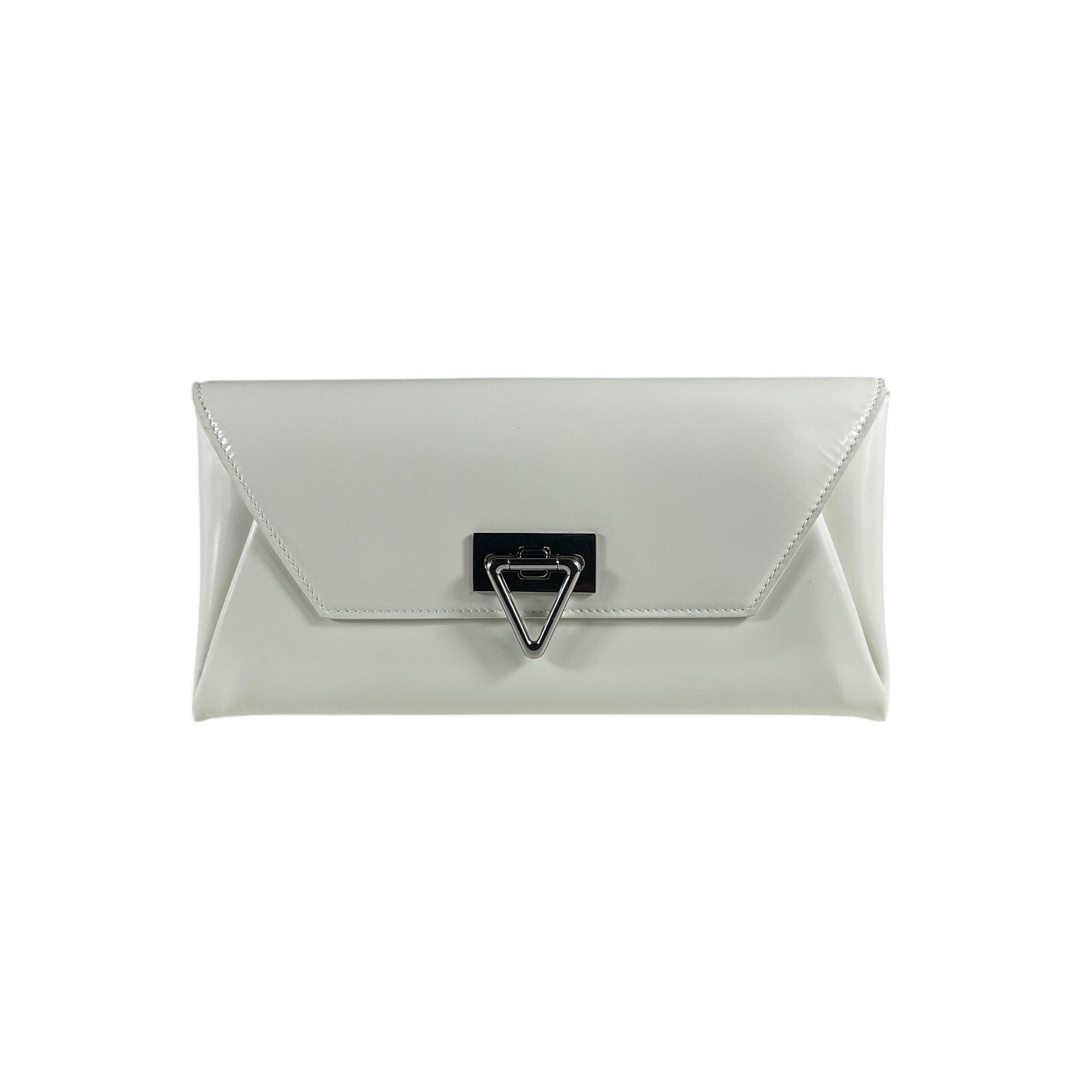 Bottega Veneta Small Point White Leather Lock Clutch