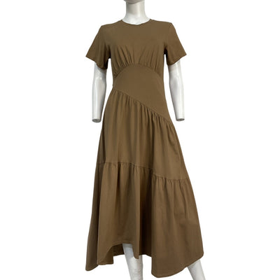 Frame Elegant Tan Asymmetric Tiered Knit Dress Size S