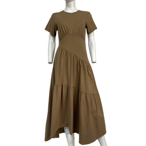 Frame Elegant Tan Asymmetric Tiered Knit Dress Size S